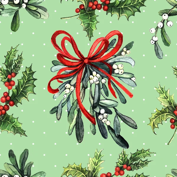 Watercolor Christmas pattern — Stock Photo, Image