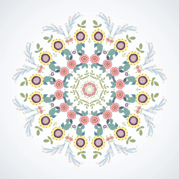 Circulaire floral ornament. — Stockvector