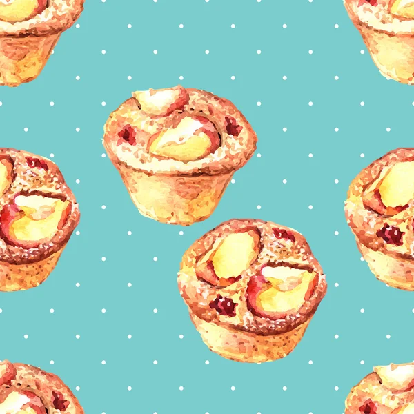 Modèle avec muffins aux fruits . — Image vectorielle