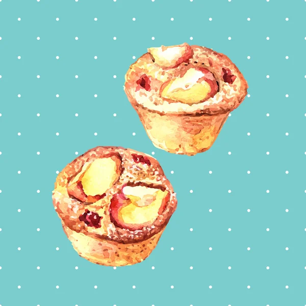 Mönster med frukt muffins. — Stock vektor