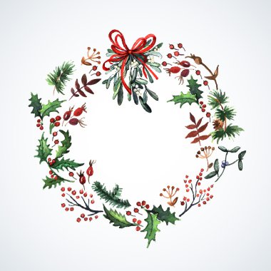 Çelenk Noel bitkiler ile.