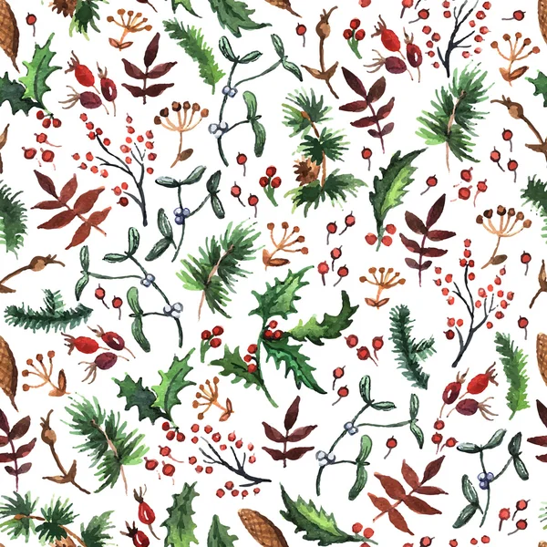 Christmas pattern with plants. — Stock Vector