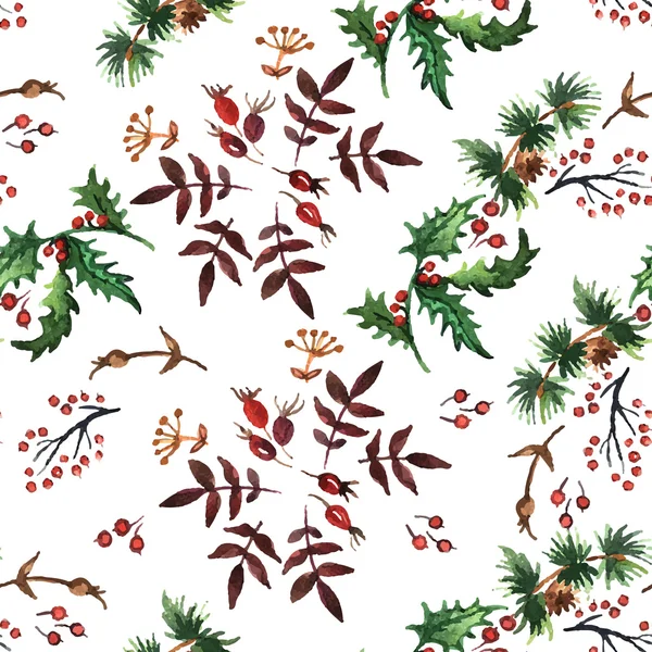 植物とクリスマスのパターン — ストックベクタ