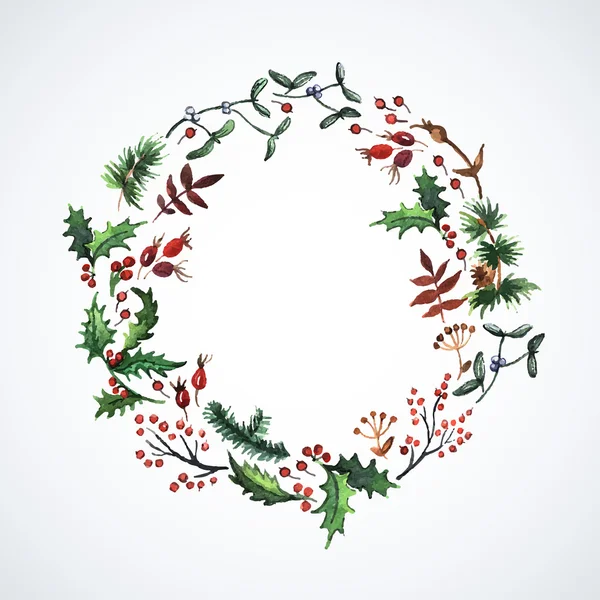 Couronne de plantes de Noël . — Image vectorielle