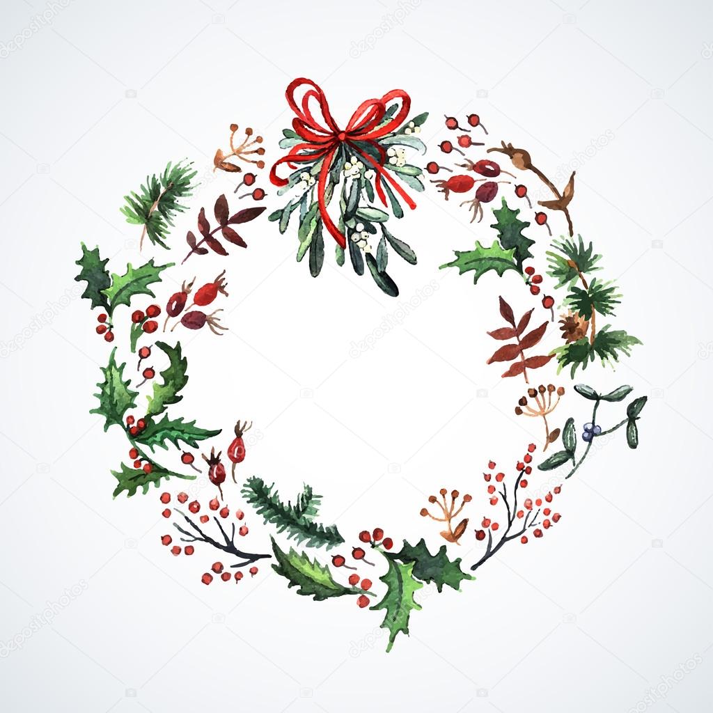 wreath with christmas plants stock vector art printable photo christmas cards