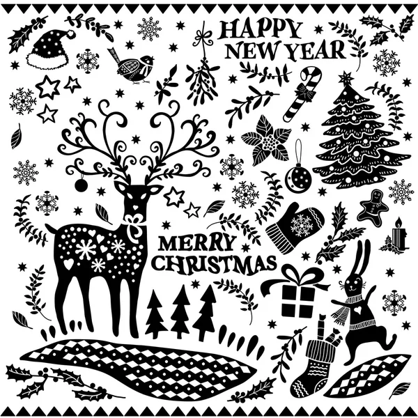 Conjunto de doodle de Natal — Vetor de Stock