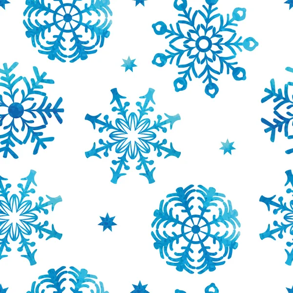 Watercolor pattern with snowflakes — Stock Vector