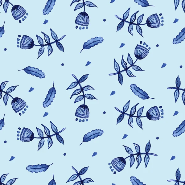 Aquarelle transparente avec des fleurs bleues — Image vectorielle