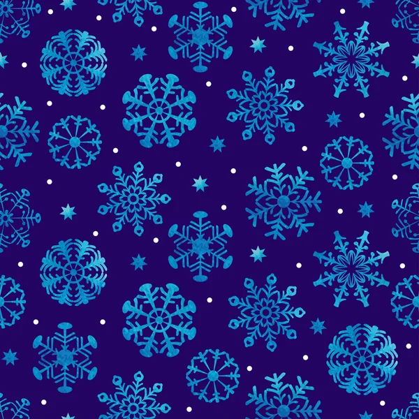 Aquarelle sans couture avec flocons de neige — Image vectorielle