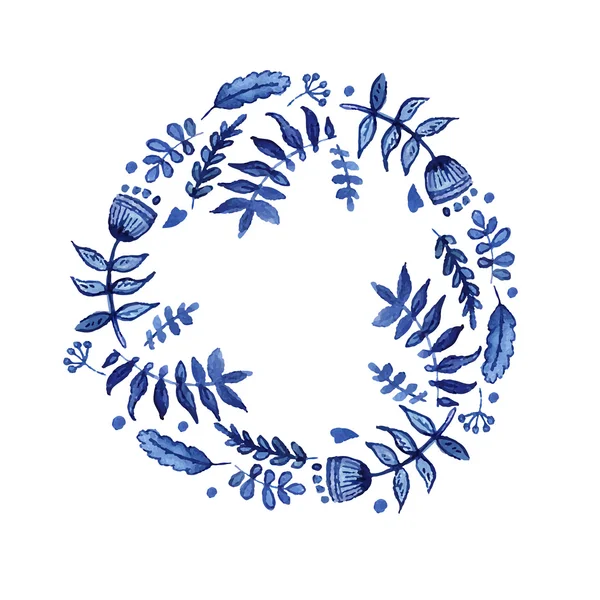 Krans met blauwe bloemen — Stockvector