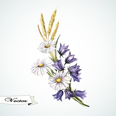 Suluboya buket çiçegi