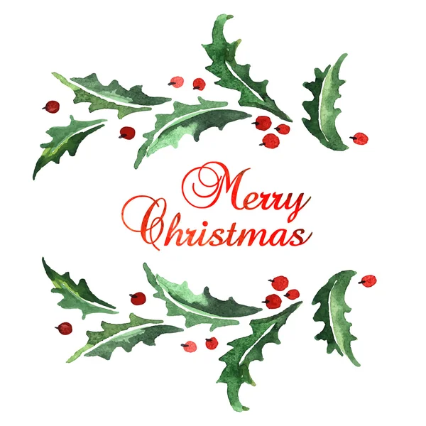 Suluboya holly yaprakları ile