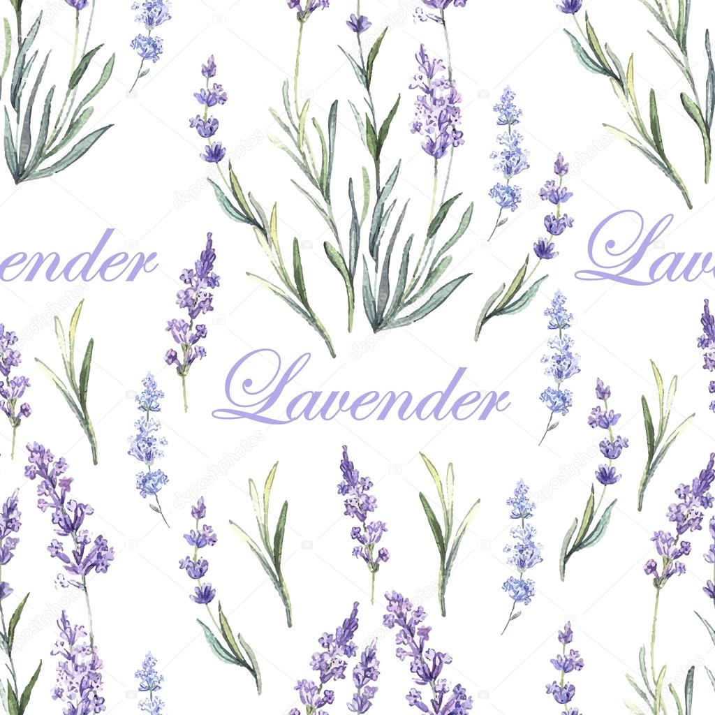 Watercolor lavender botanical pattern