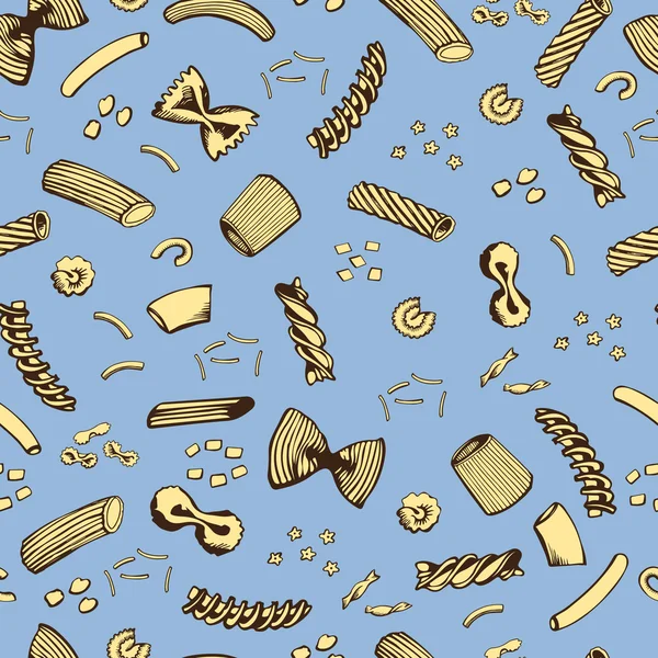 Pattern with different  pasta — Stock Vector