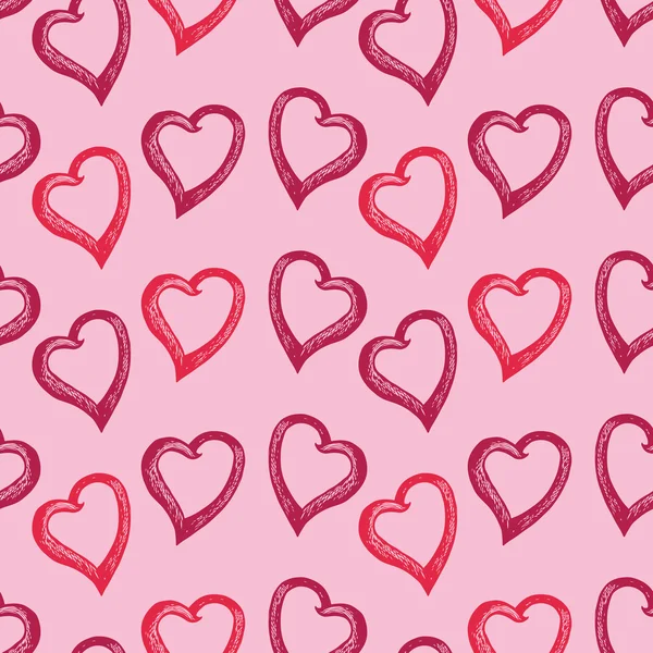 Doodle sin fisuras de corazones — Vector de stock