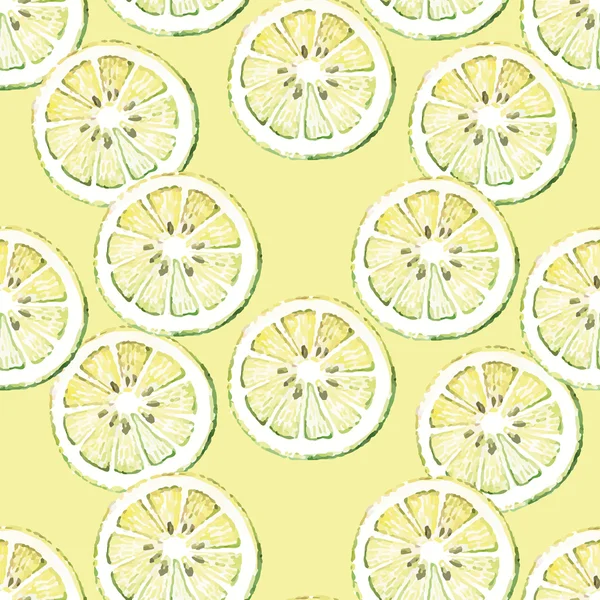 Watercolor seamless with lemons — Stock Vector