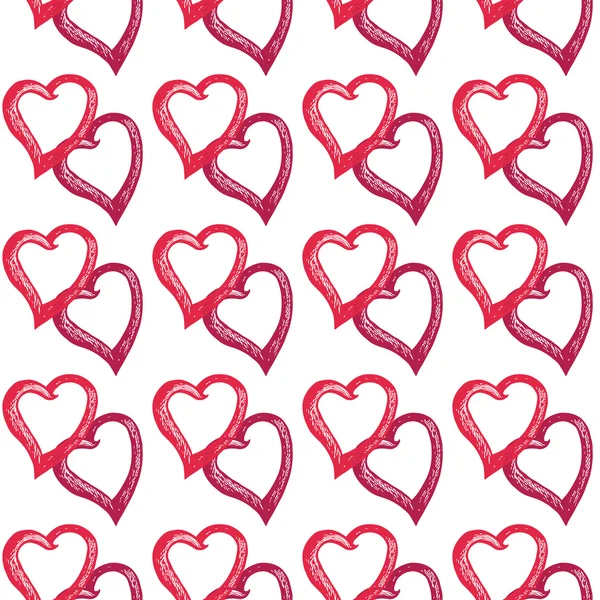 Doodle sans couture des cœurs — Image vectorielle