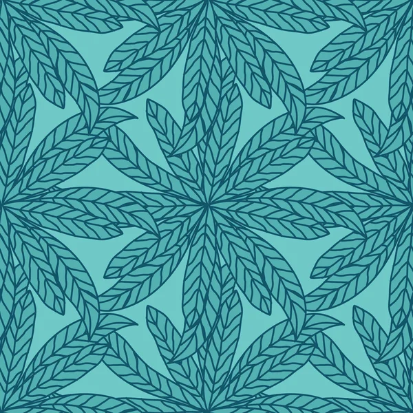 Patrón abstracto azul con hojas — Vector de stock