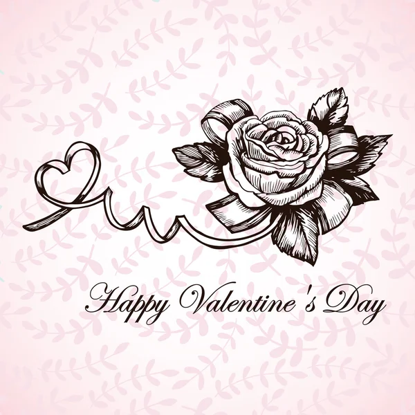 Tarjeta con rosa el día de San Valentín — Vector de stock