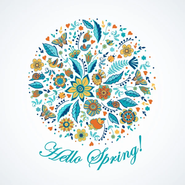 Olá primavera padrão floral — Vetor de Stock
