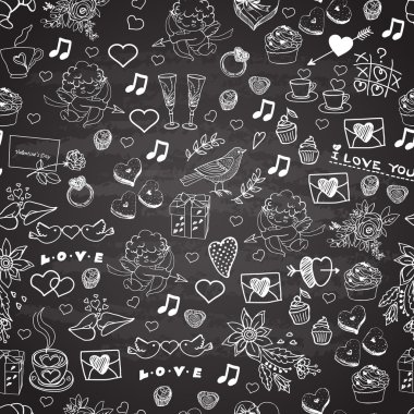 Sevgililer günü el çizilmiş desen