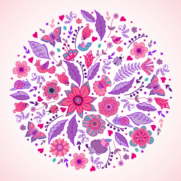 Motif floral avec des papillons — Image vectorielle