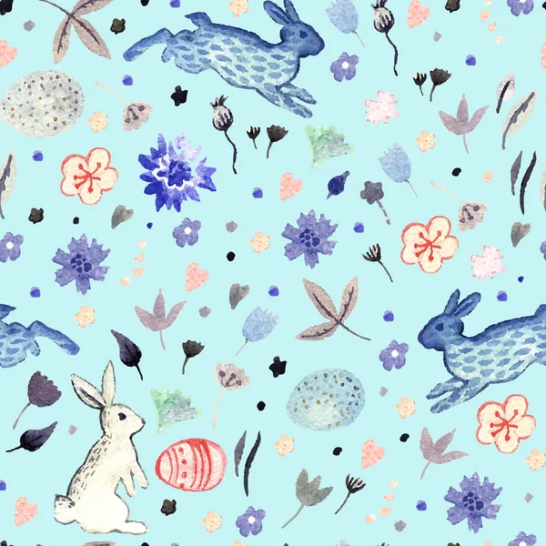 Modèle floral de printemps avec des lapins — Image vectorielle