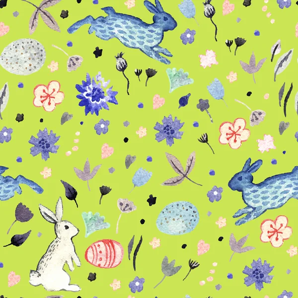 Modèle floral de printemps avec des lapins — Image vectorielle