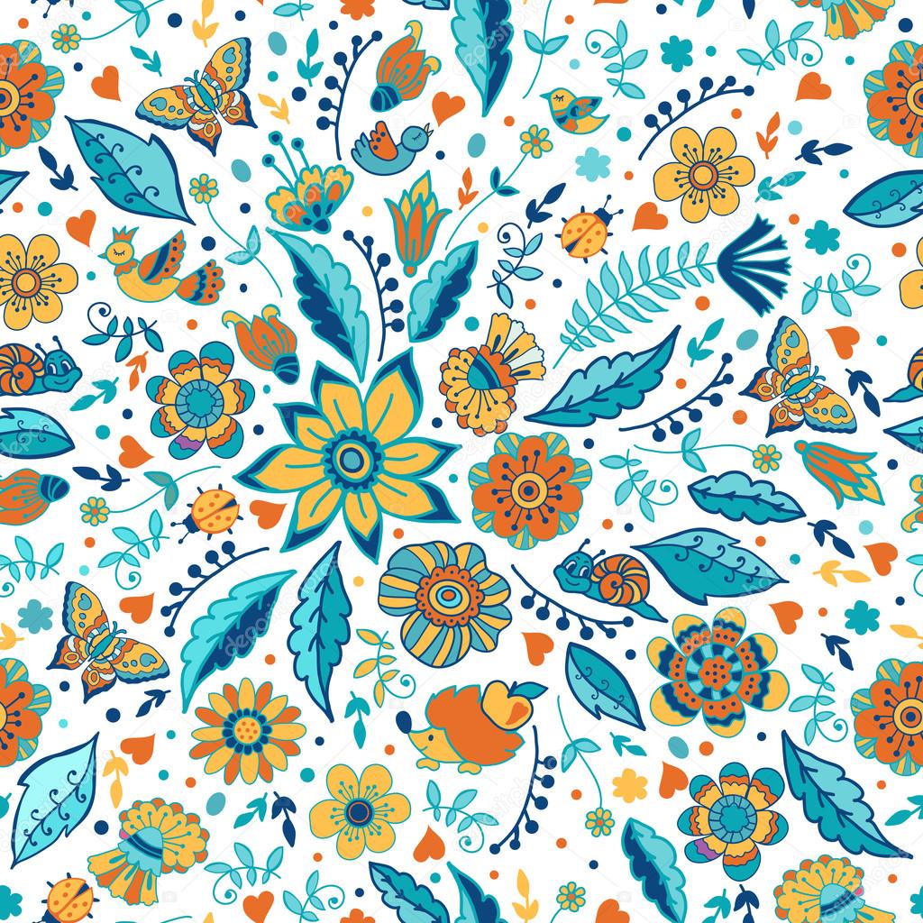 Floral pattern with butterflies