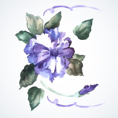 Suluboya mavi çiçek