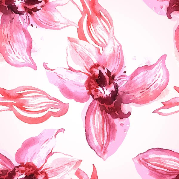 Modèle avec des orchidées roses — Image vectorielle