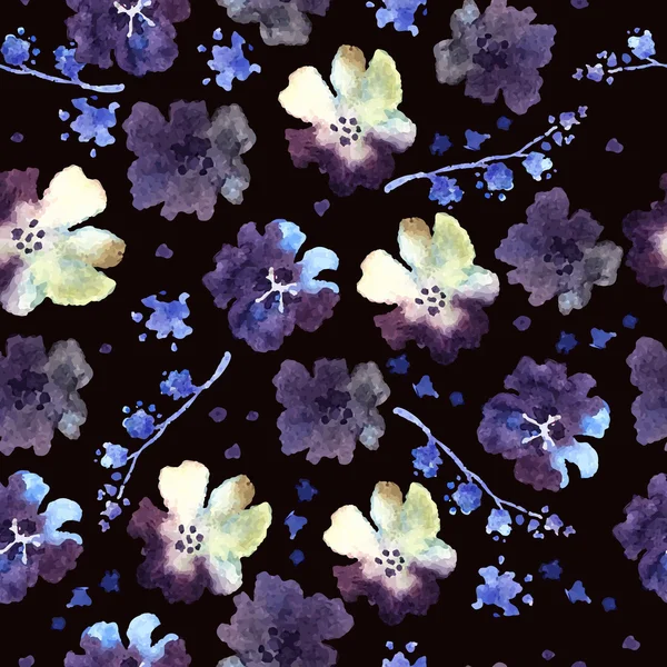 Modèle sans couture avec des fleurs bleues — Image vectorielle