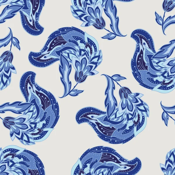 Blue flowers ornamental pattern — Stock Vector