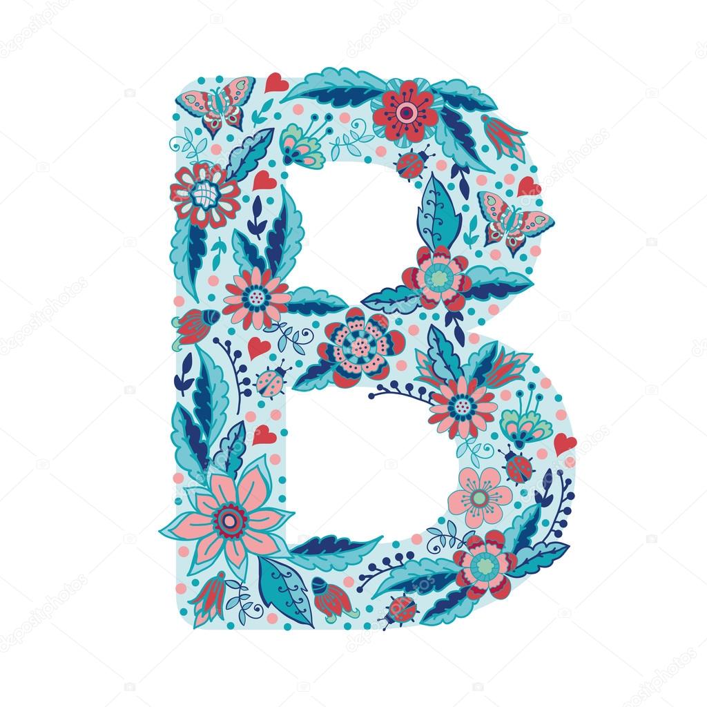 floral letter b stock