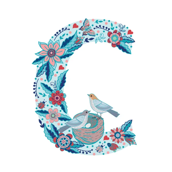 Floral letter C — Stockvector