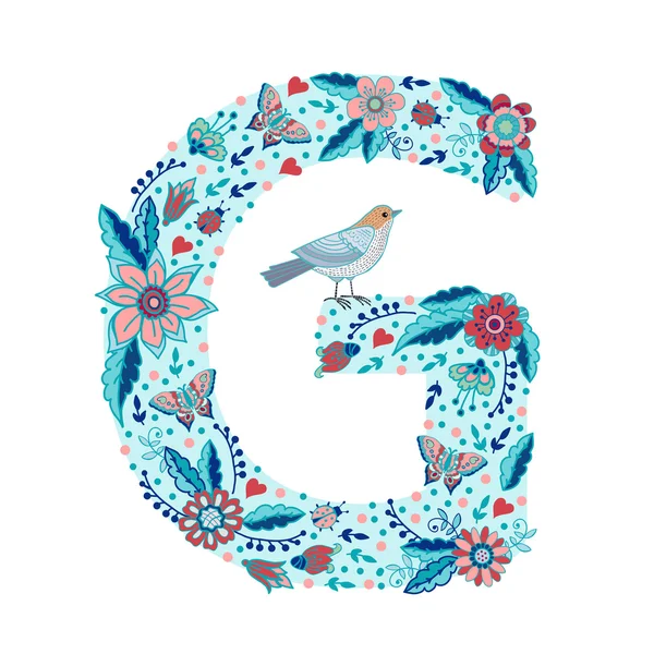 Floral letter G — Stockvector