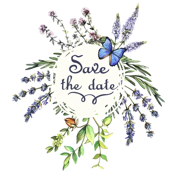 otlar ve kelebek kartı.