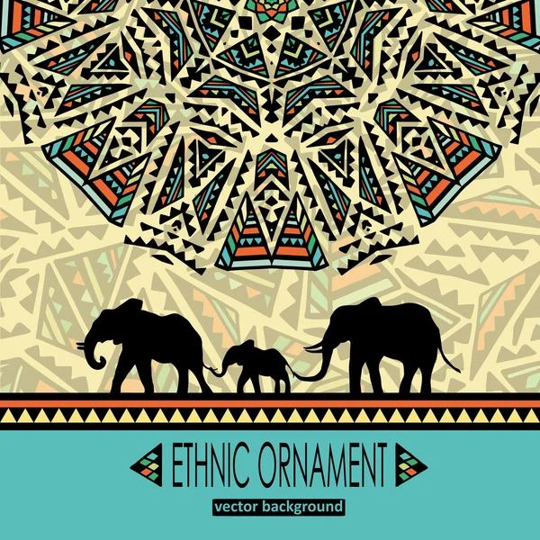 Decorative ornament with elephants. — Stock Vector