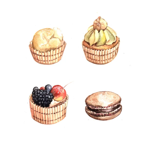 Watercolor set of sweets — Stock Photo, Image