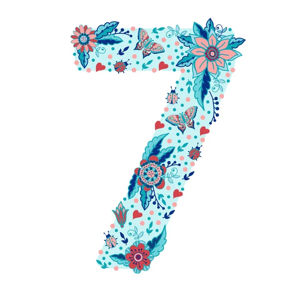 Numéro de fleur 7 — Image vectorielle