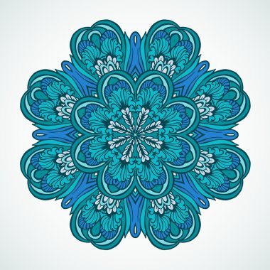 Round delicate blue mandala.