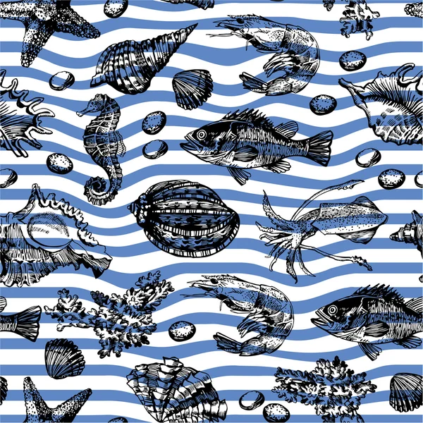 Decorative graphic Marine pattern — ストックベクタ