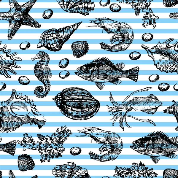 Graphiques décoratifs Motif marin — Image vectorielle