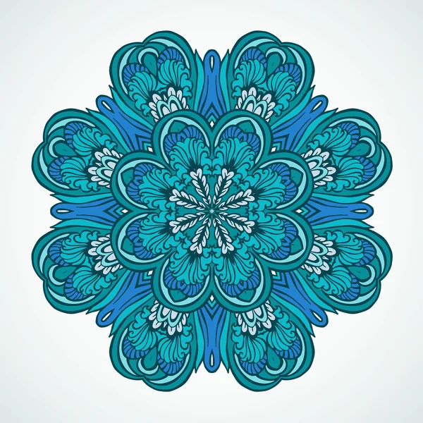 Round delicate blue mandala. — Stok Vektör