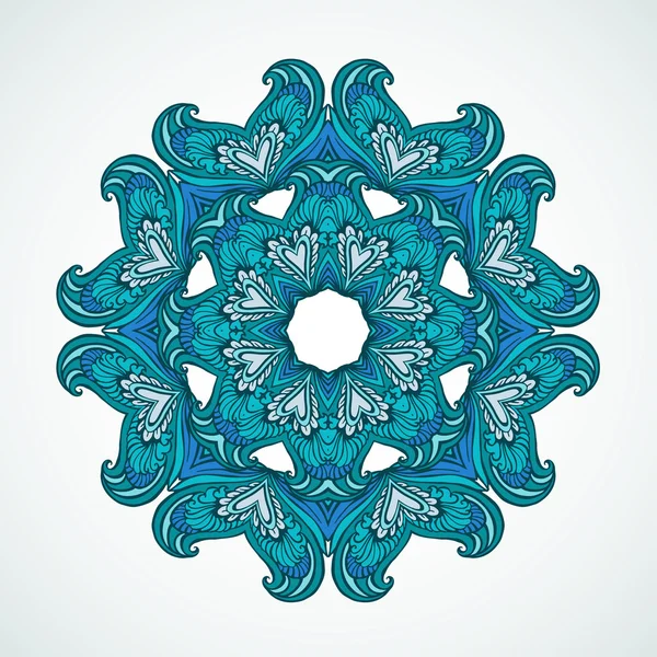 Kerek, dekoratív, kék mandala — Stock Vector