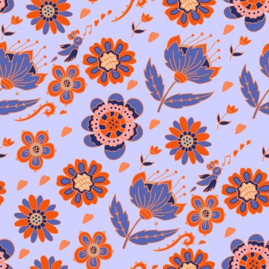 kuşlar ve çiçekler ile desen