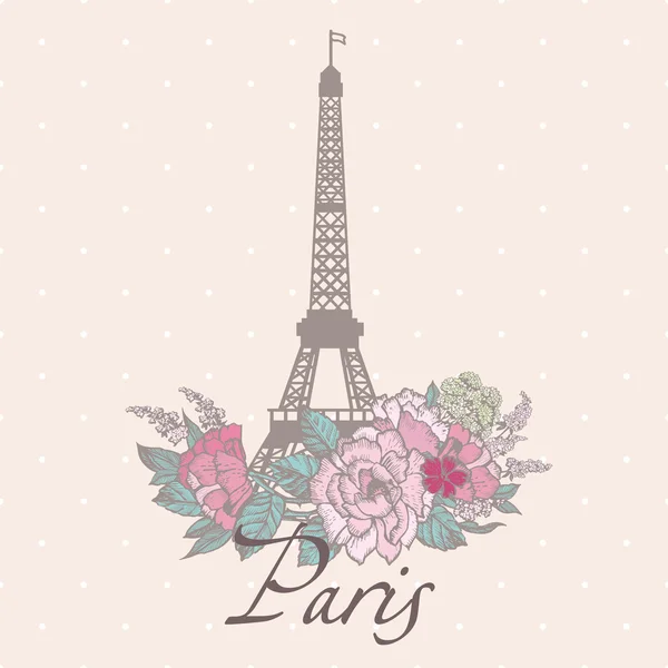 Postal Vintage con Paris — Vector de stock