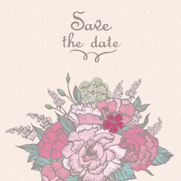 Enregistrer la date Bouquet vintage — Image vectorielle
