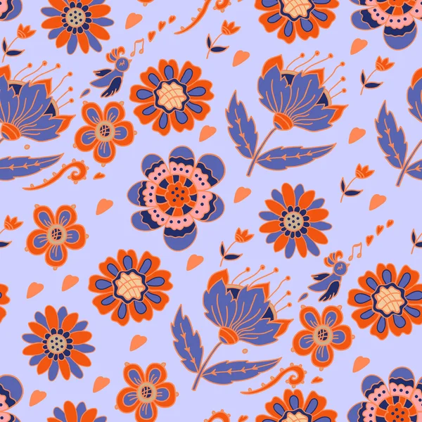 kuşlar ve çiçekler ile desen