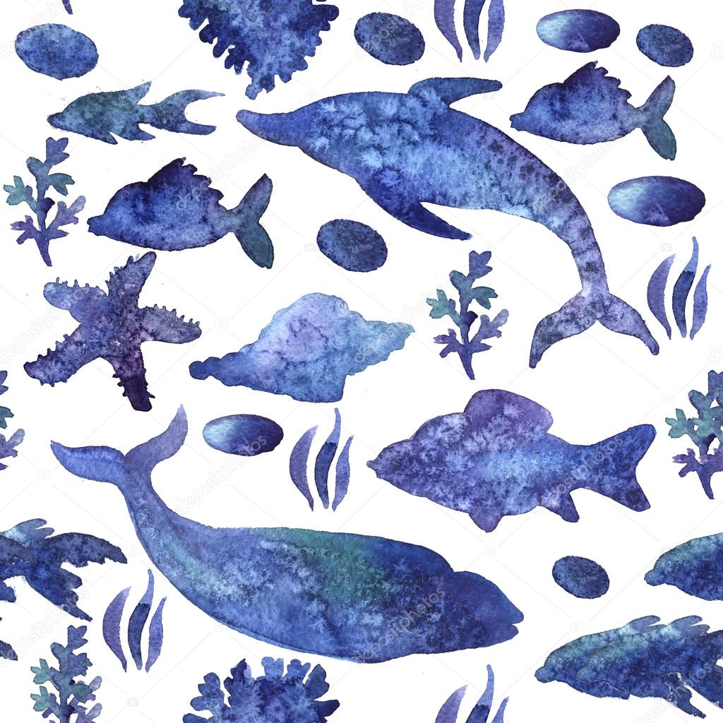 Marine watercolor pattern